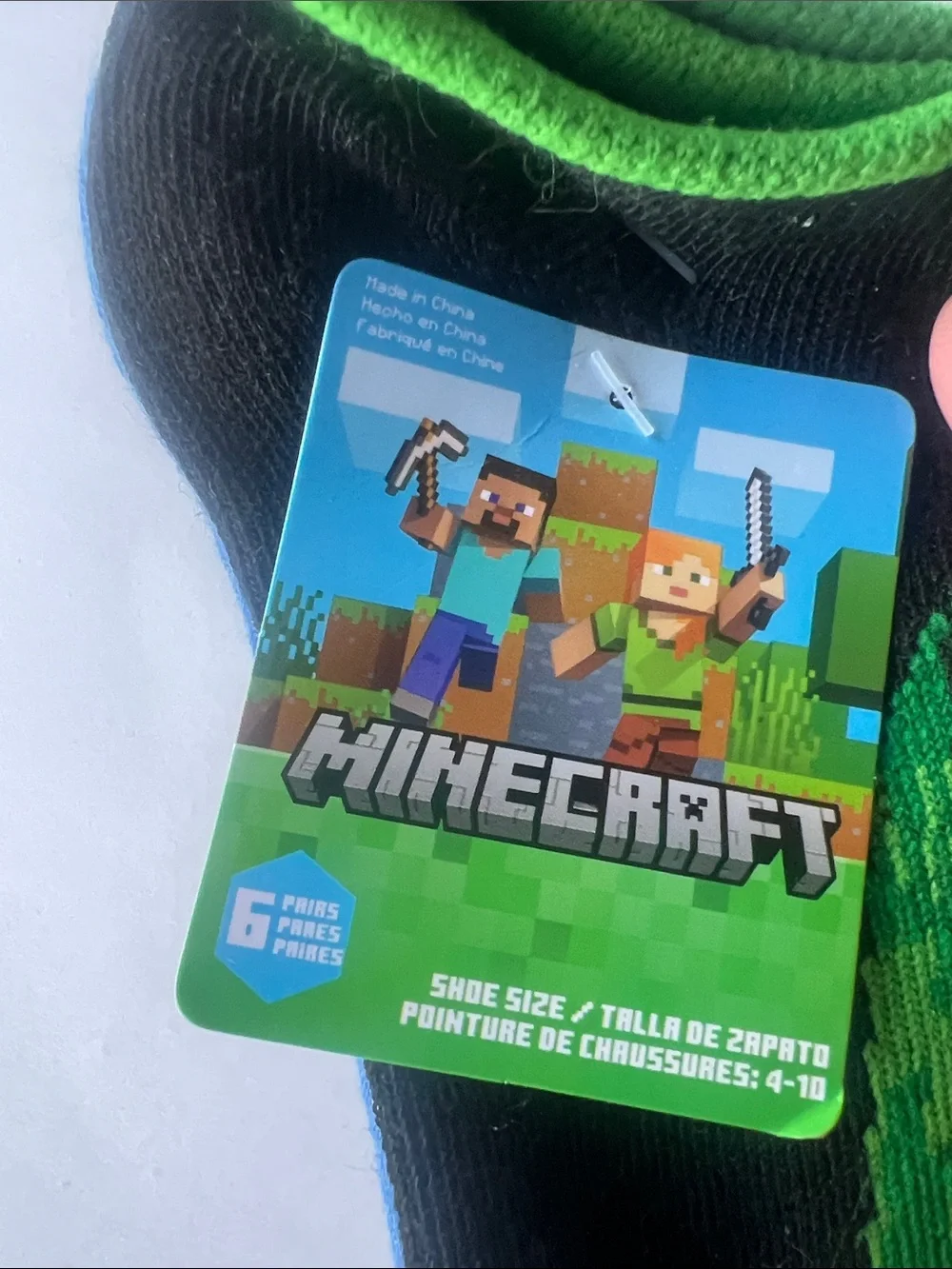Minecraft Kids Crew Socks - Green & Black